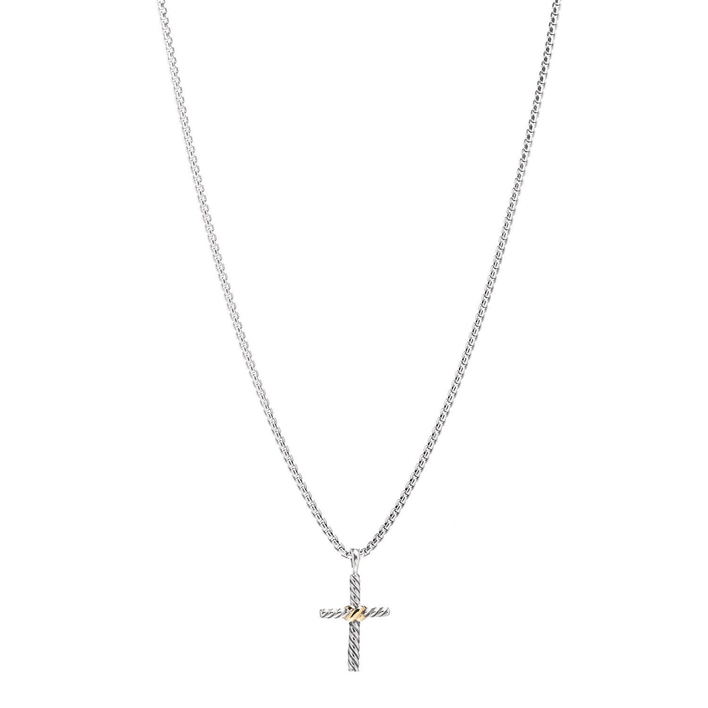 Sterling Silver 14K Yellow Gold Petite X Cross Pendant Necklace