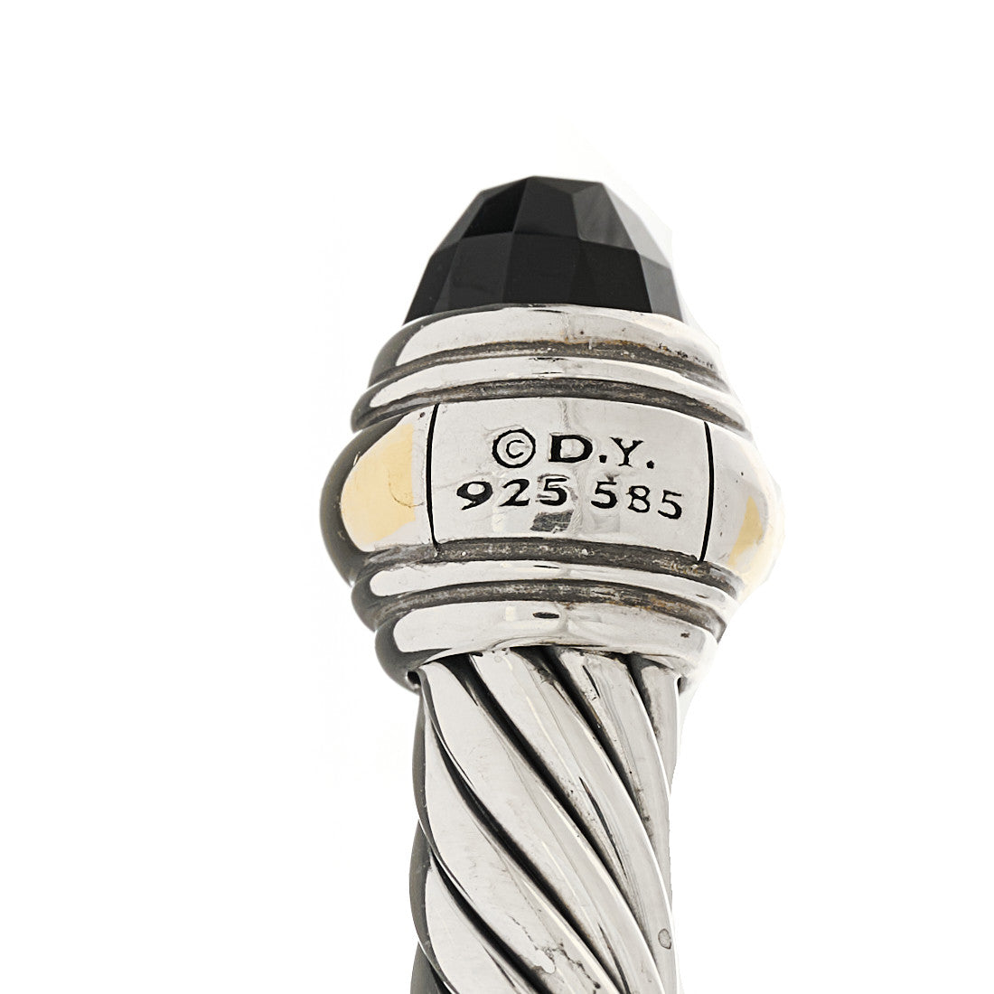 David Yurman Sterling Silver 14K Yellow Gold Black Onyx 5mm Cable Classics Bracelet 3 of 3