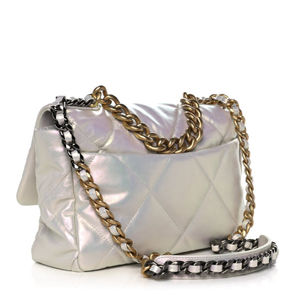 Chanel Iridescent Calfskin Quilted Large Chanel 19 Flap White 2 of 12