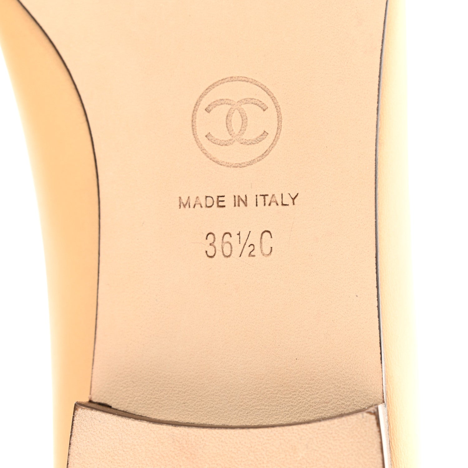 Chanel Lambskin Cap Toe CC Ballerina Flats 36.5 Beige Black 7 of 10