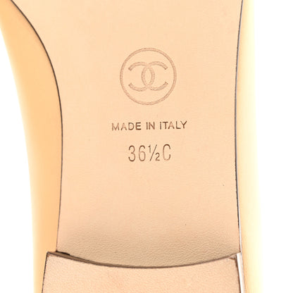Chanel Lambskin Cap Toe CC Ballerina Flats 36.5 Beige Black 7 of 10