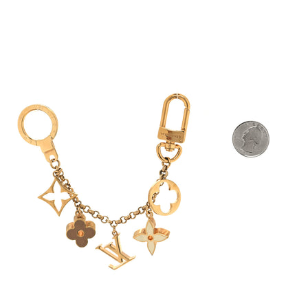 Louis Vuitton Brass Enamel Fleur De Monogram Bag Charm Chain Gold 2 of 4