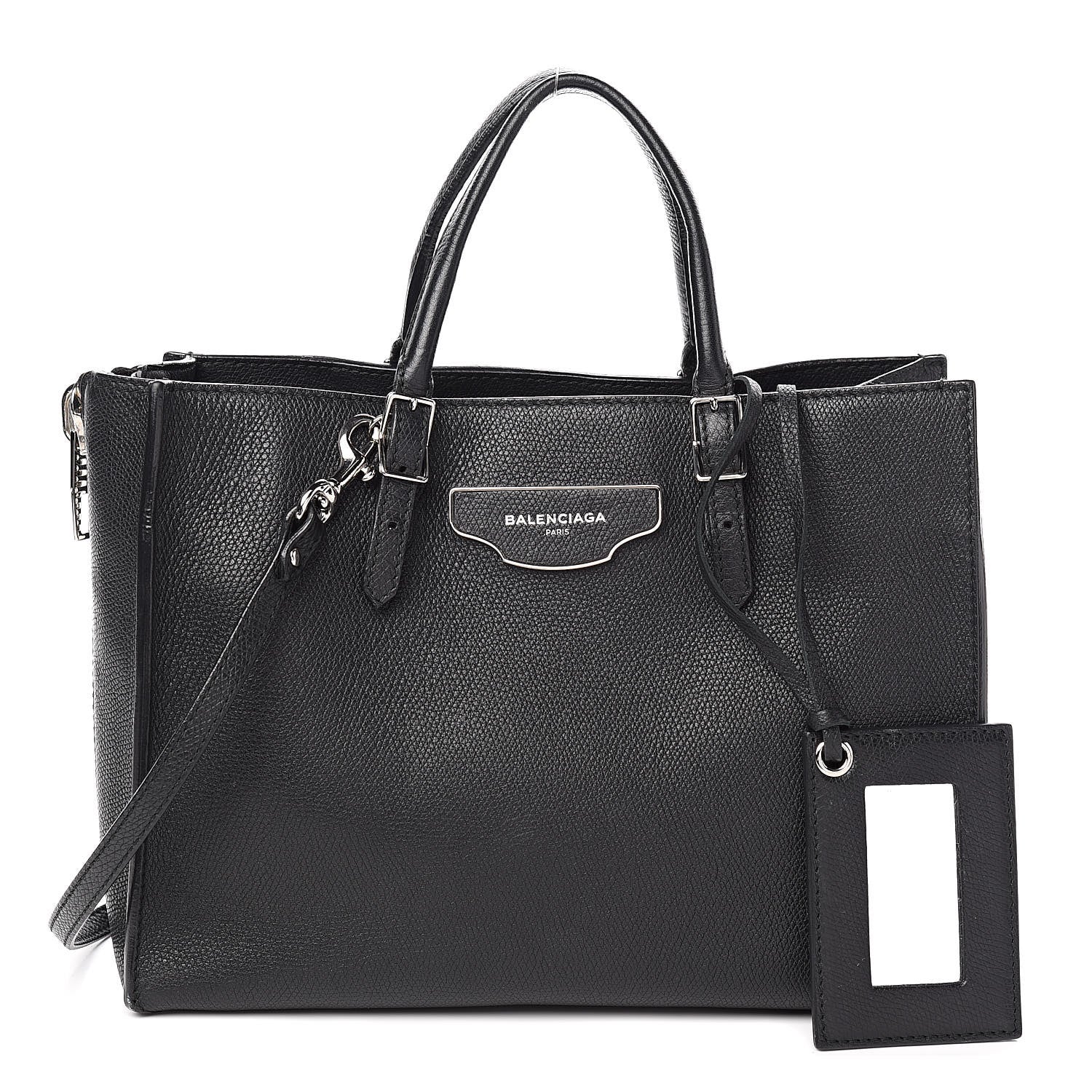 Balenciaga Grained Calfskin Plate Hardware Papier A6 Zip Around Tote Black 1 of 12