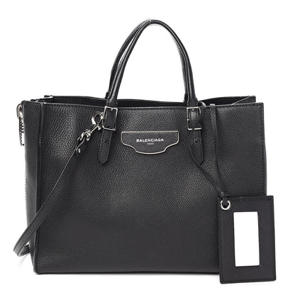 Balenciaga Grained Calfskin Plate Hardware Papier A6 Zip Around Tote Black 1 of 12