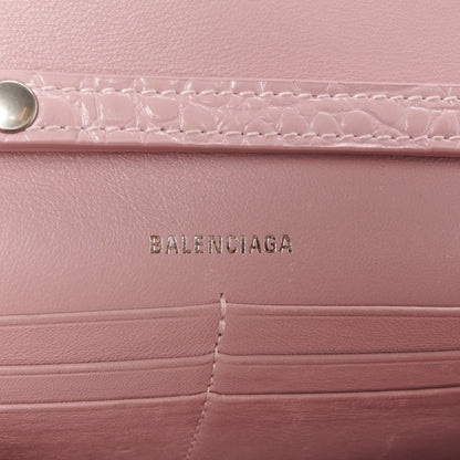 Balenciaga Shiny Calfskin Crocodile Embossed Hourglass Chain Bag Powder Pink 6 of 11