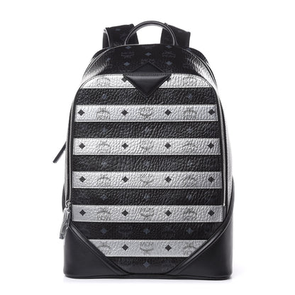 MCM Metallic Visetos Spot MD Backpack Silver Black 1 of 10