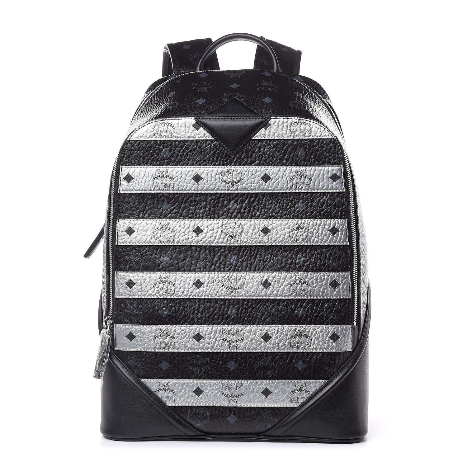 MCM Metallic Visetos Spot MD Backpack Silver Black 1 of 13