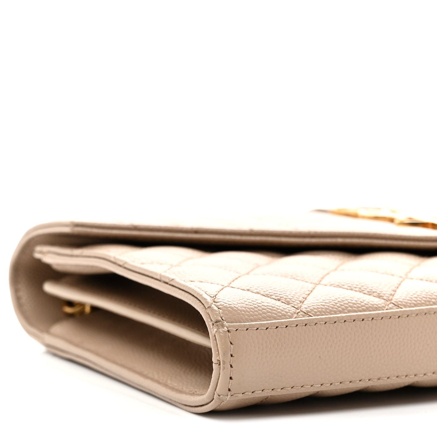 Grain De Poudre Mixed Matelasse Triquilt Monogram Chain Wallet Dark Beige