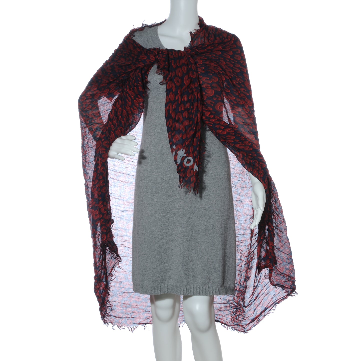Cashmere Silk Leopard Stole Navy