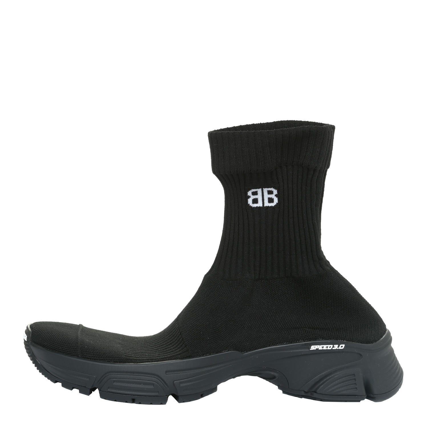 Balenciaga Technical Ribbed 3D Recycled Knit Womens Speed 3.0 Sneakers 39 Monocolor Black 1 of 10