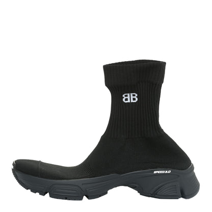 Balenciaga Technical Ribbed 3D Recycled Knit Womens Speed 3.0 Sneakers 39 Monocolor Black 1 of 10