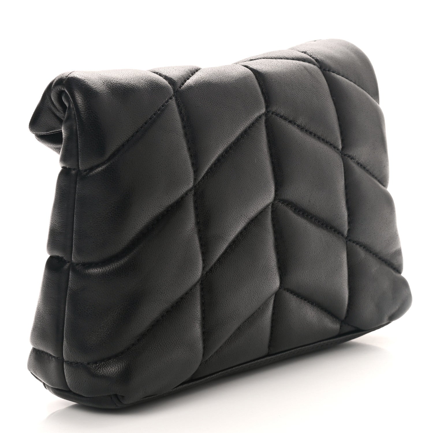 Saint Laurent Lambskin Monogram Loulou Puffer Pouch Clutch Black 4 of 9