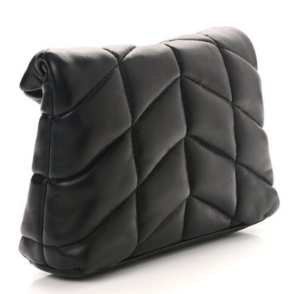 Saint Laurent Lambskin Monogram Loulou Puffer Pouch Clutch Black 4 of 9
