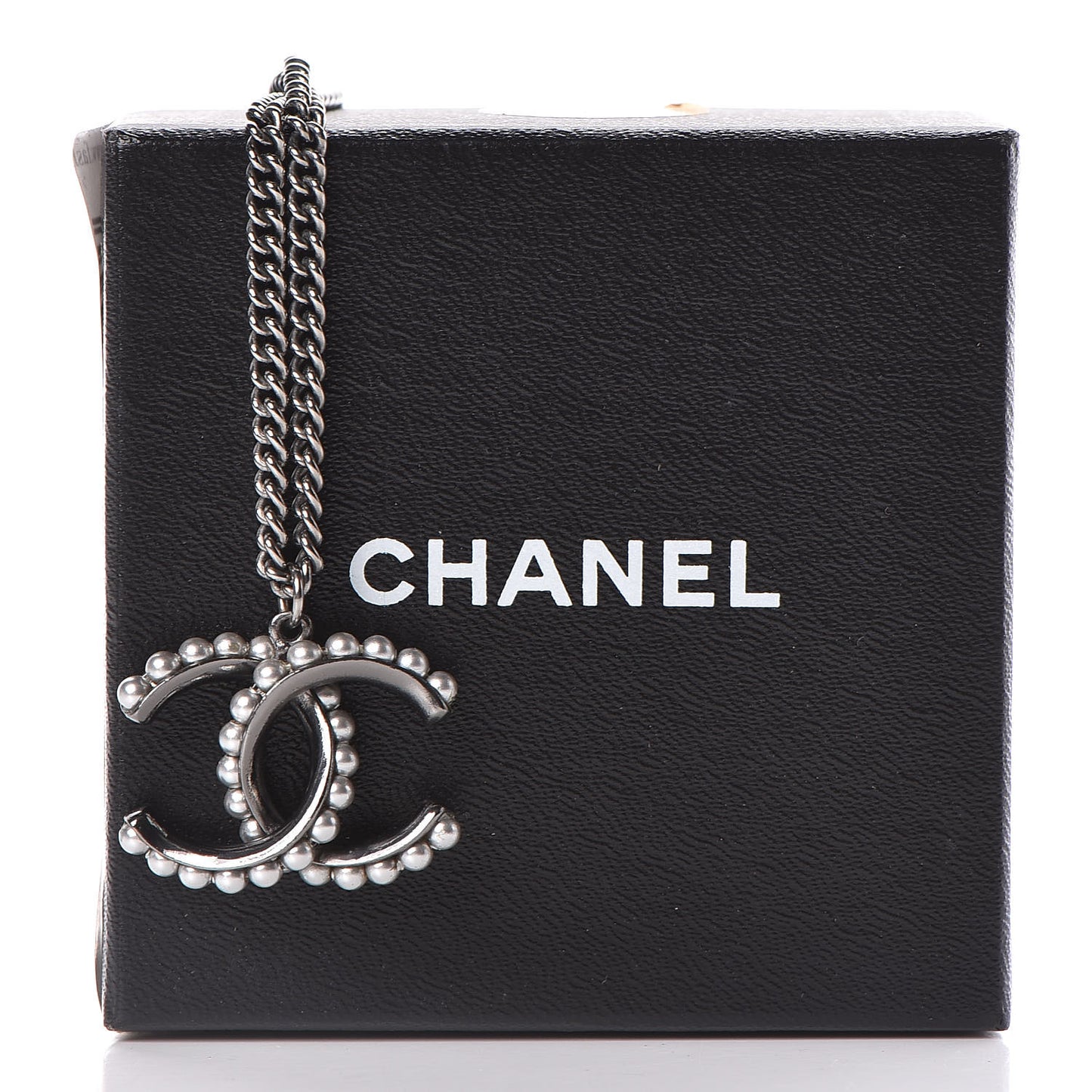 Pearl CC Pendant Necklace Silver