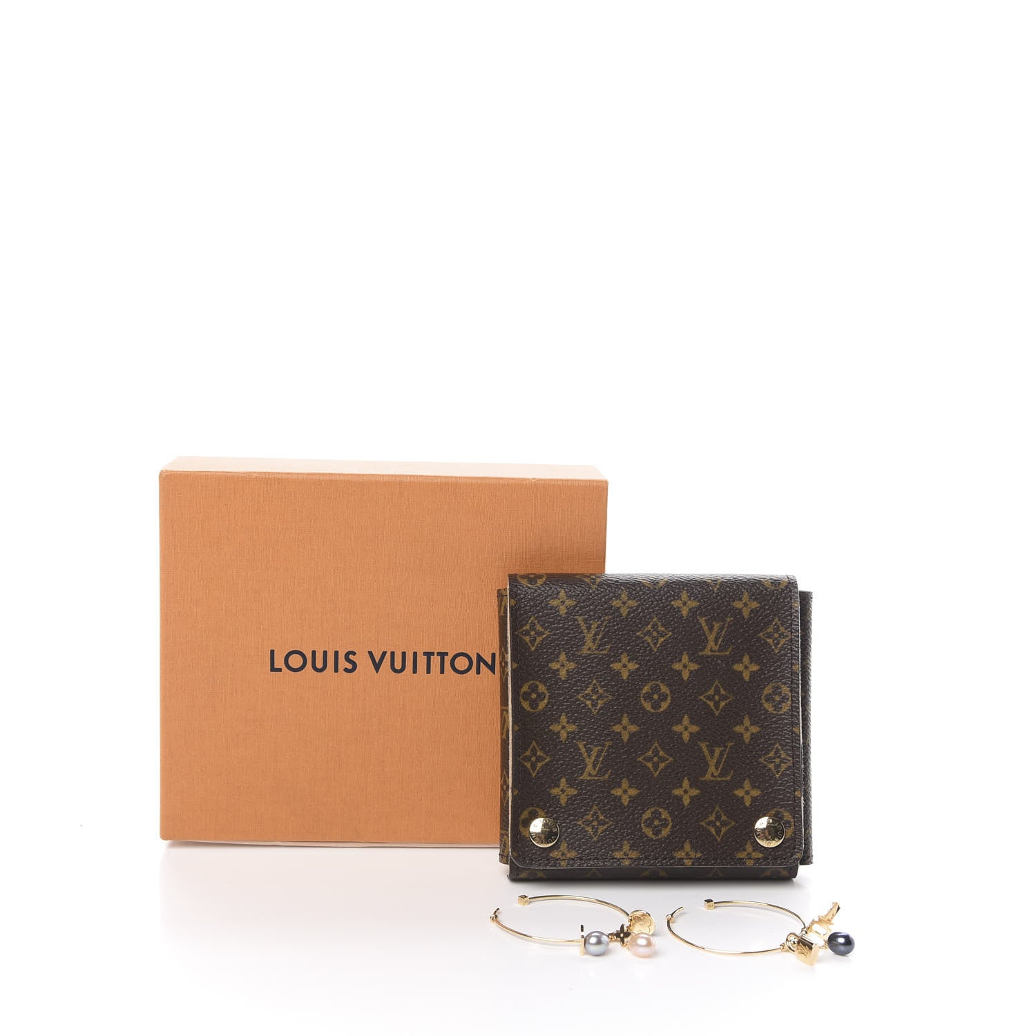 Louis Vuitton 18K Yellow Gold Pearl Monogram Hoop Earrings 7 of 7