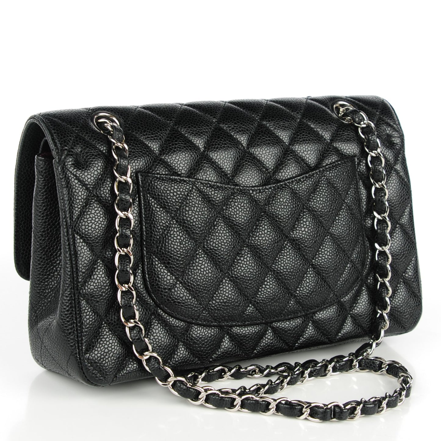 Caviar Quilted Medium Double Flap Black