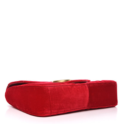 Gucci Velvet Matelasse Medium GG Marmont Shoulder Bag Hibiscus Red 4 of 12