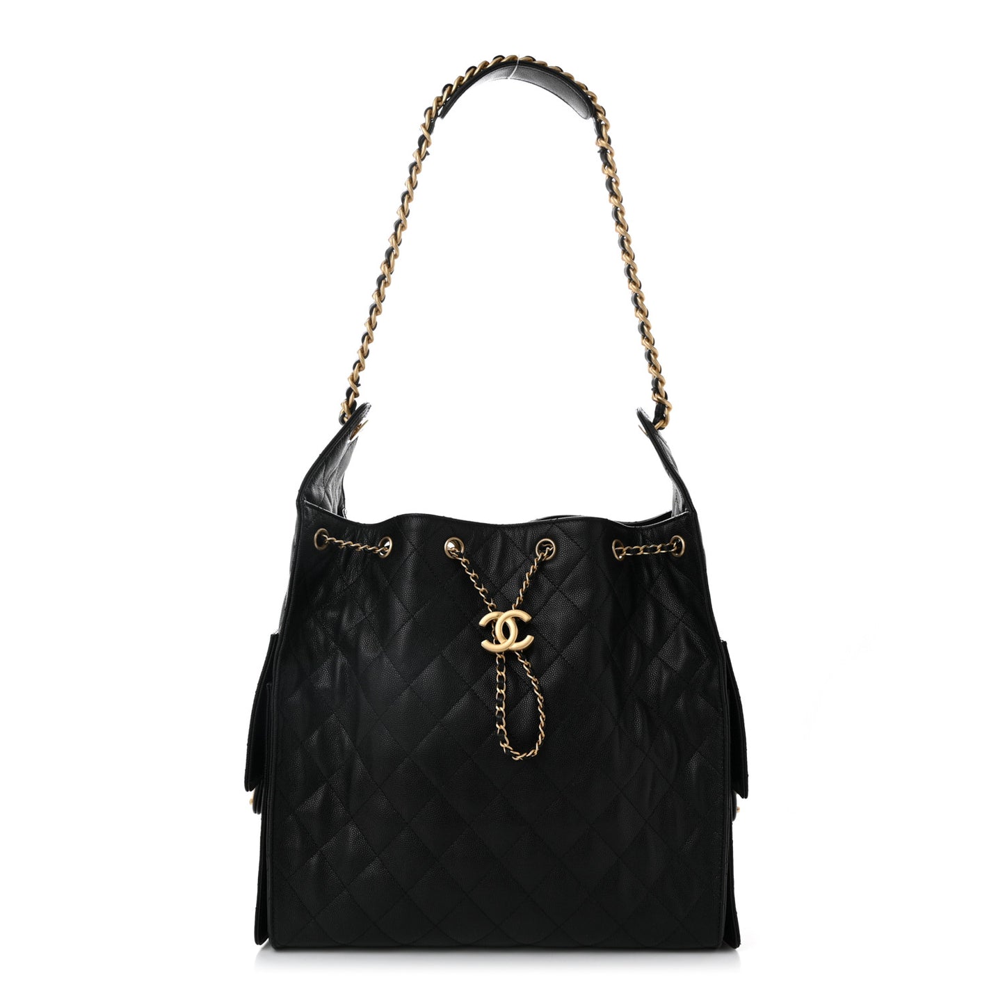 Caviar Quilted Medium Chanel 25 Handbag Black