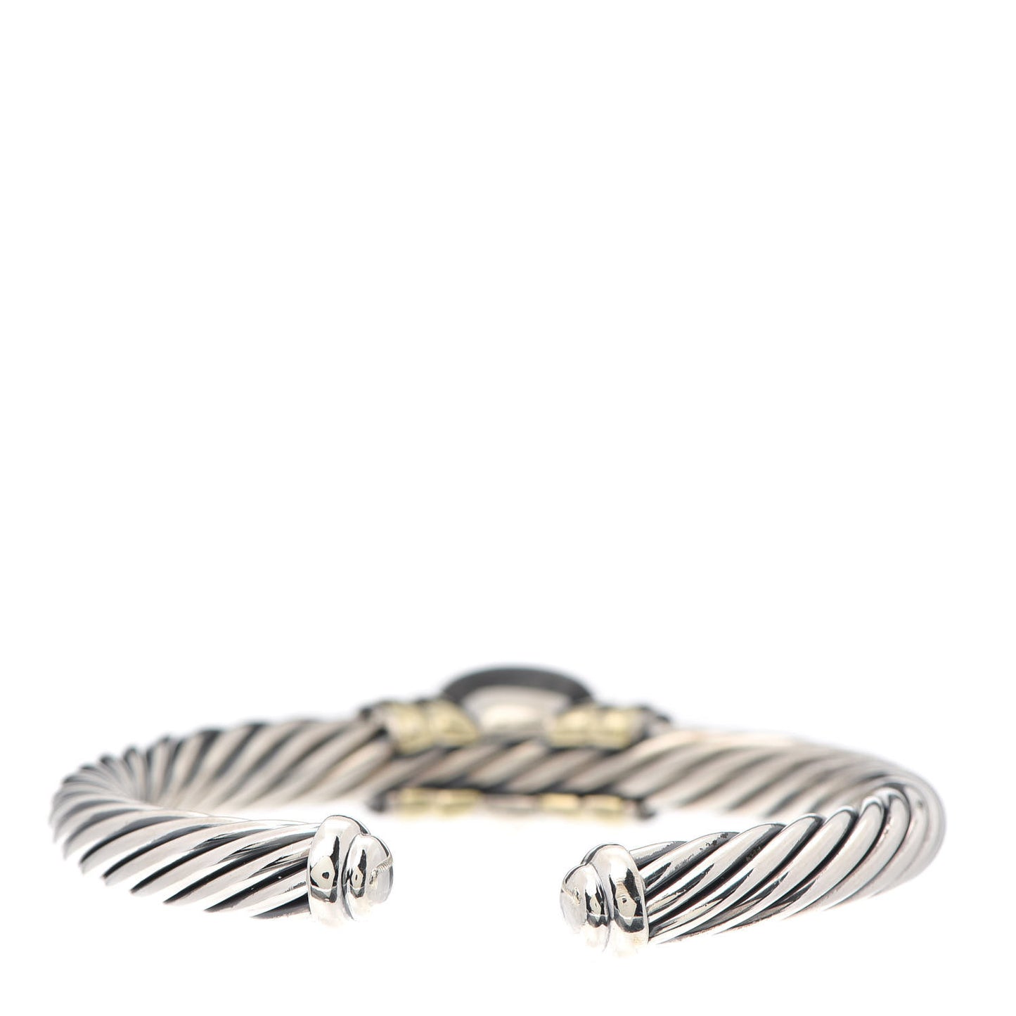 Sterling Silver 18K Yellow Gold Blue Topaz 7mm Noblesse Cable Bracelet