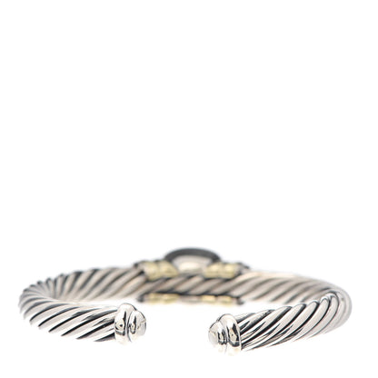 David Yurman Sterling Silver 18K Yellow Gold Blue Topaz 7mm Noblesse Cable Bracelet 3 of 5