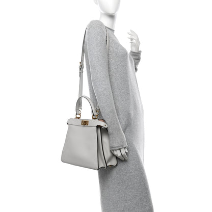 Fendi Vitello Seta Shiny Nappa Medium Peekaboo I SEE U Satchel  Ghiaia Light Rose 2 of 14