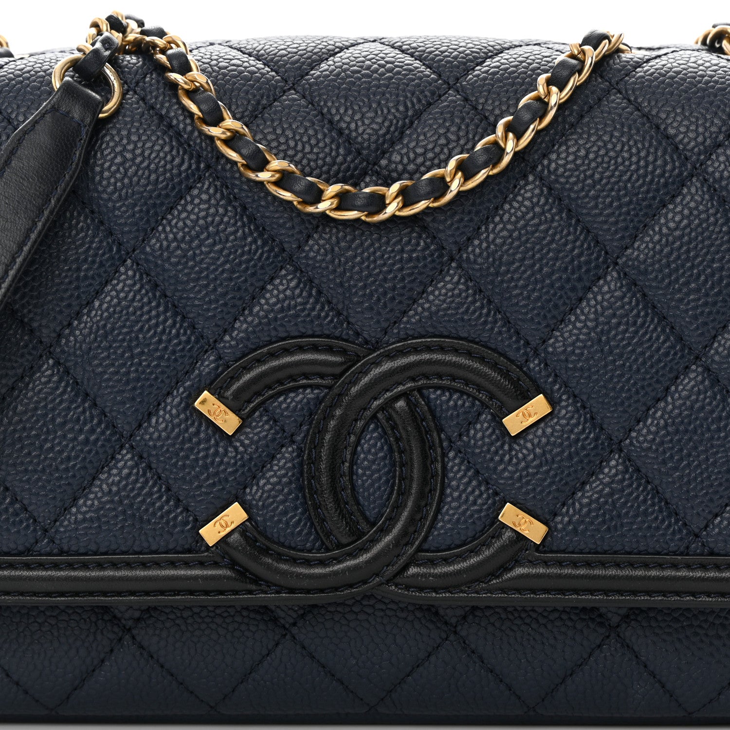 Chanel Caviar Quilted Small CC Filigree Flap Navy Black 8 of 12