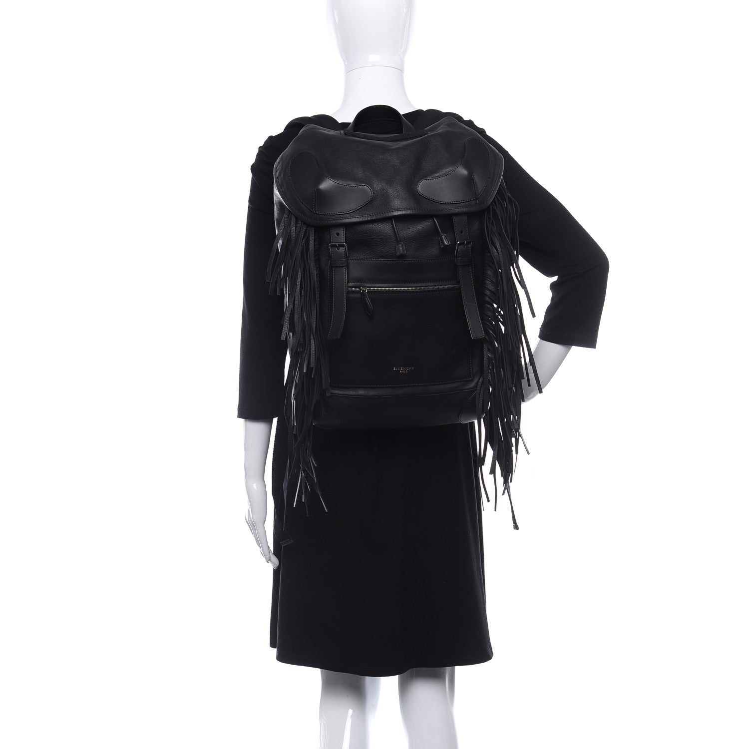 Givenchy Calfskin Fringe Rider Backpack Black 2 of 10