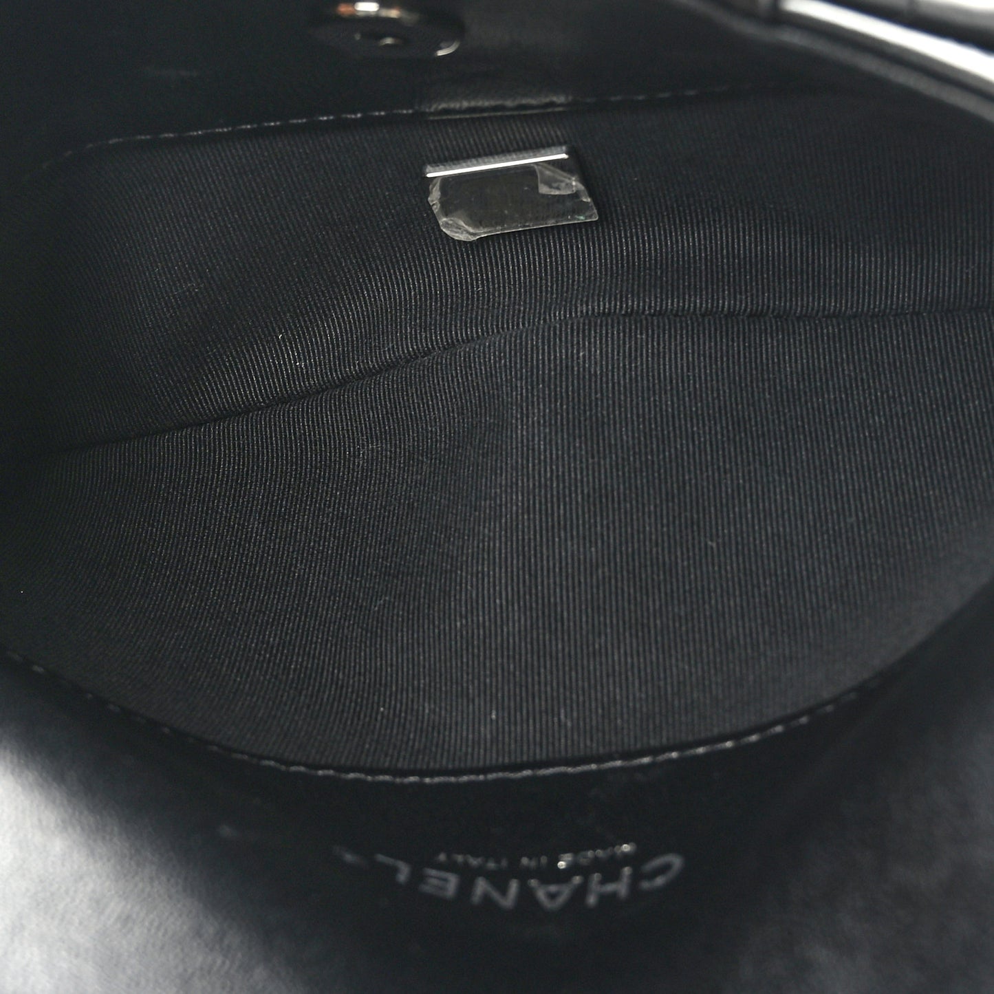 Printed Lambskin Logo CC Envelope Clutch With Chain Black White