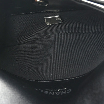 Chanel Printed Lambskin Logo CC Envelope Clutch With Chain Black White 5 of 9