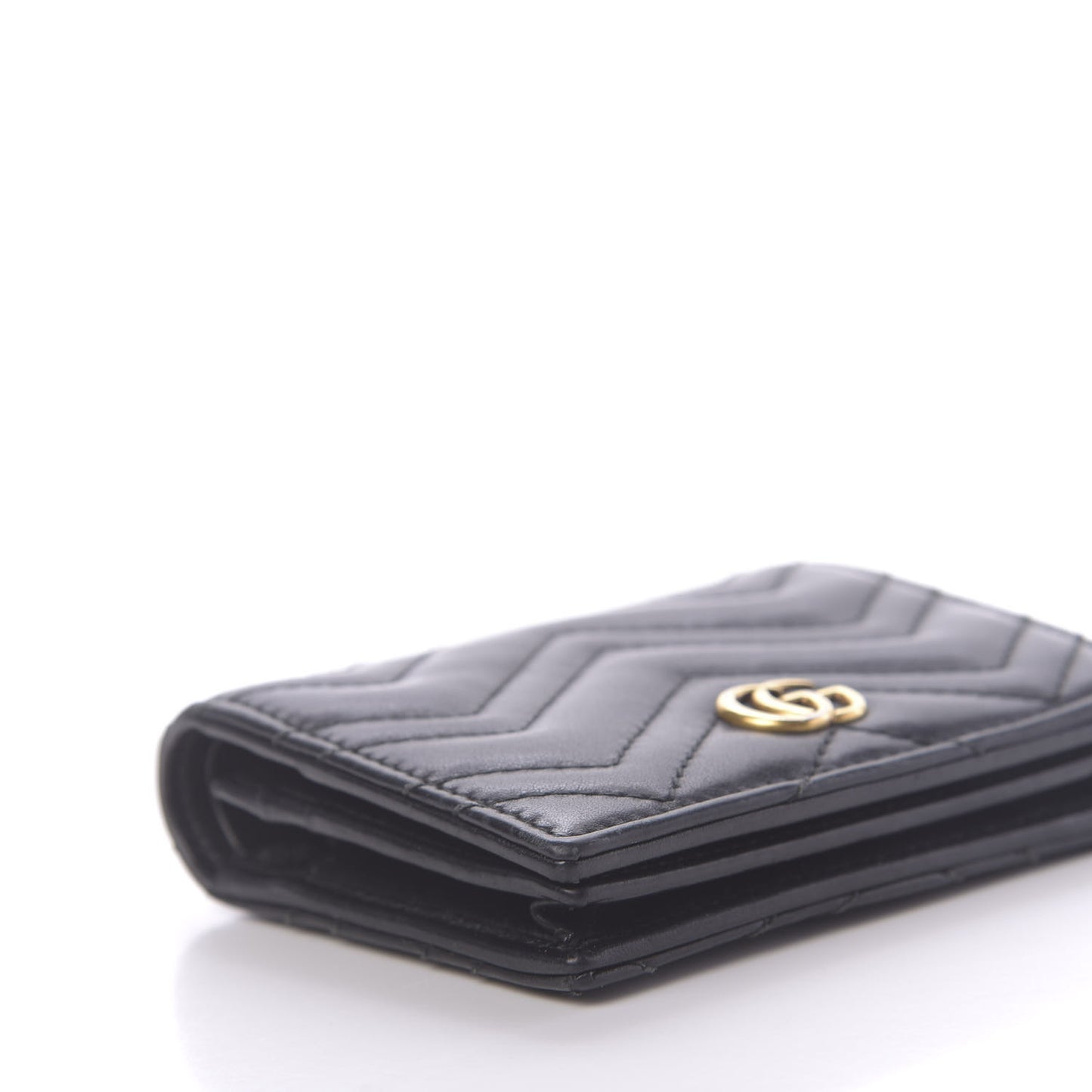 Calfskin Matelasse GG Marmont Card Case Wallet Black