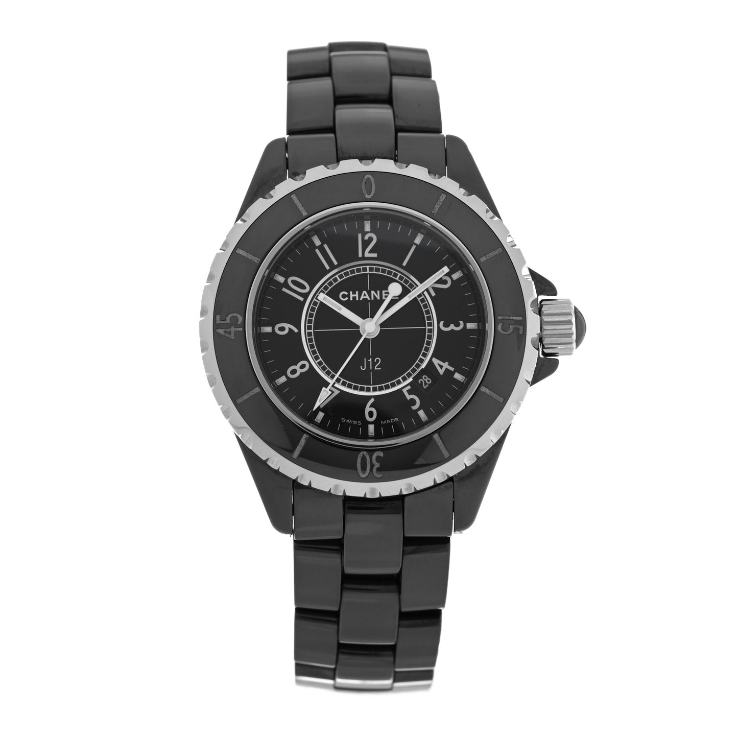 Stainless Steel Ceramic 33mm J12 Quartz Watch Black