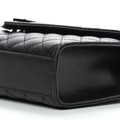 Saint Laurent Grain De Poudre Textured Mixed Matelasse Triquilt Medium Monogram Satchel Black 8 of 9