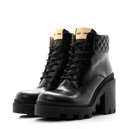 Gucci Magnum Calfskin Nappa Quilted Lace Up Ankle Boots 39.5 Black 3 of 11