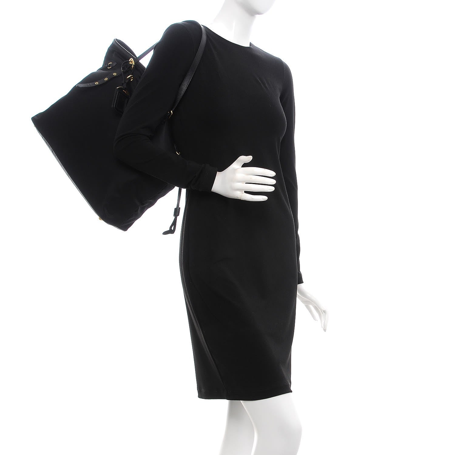 Prada Tessuto Nylon Saffiano Tote Black 2 of 8