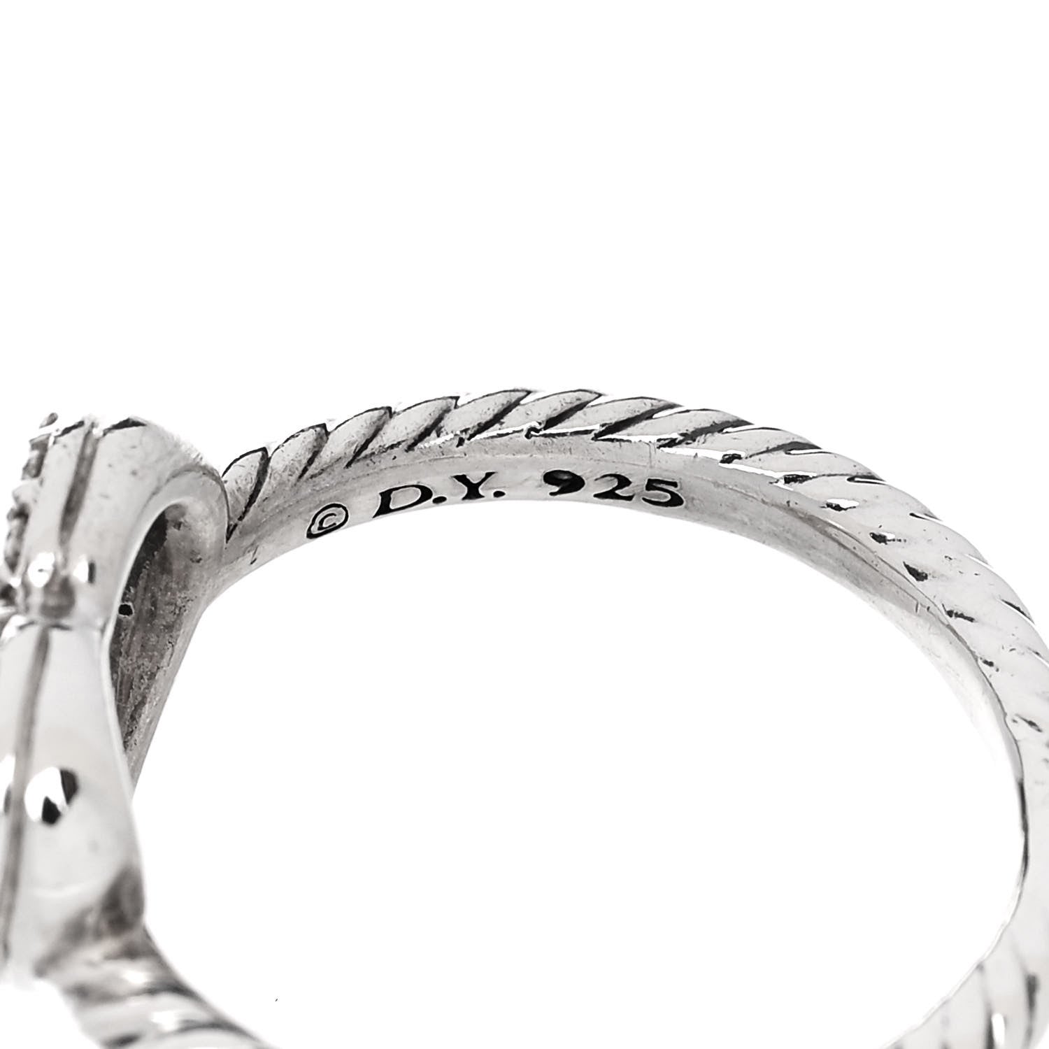 David Yurman Sterling Silver Diamond 10mm Open Heart Ring 52 6 4 of 5