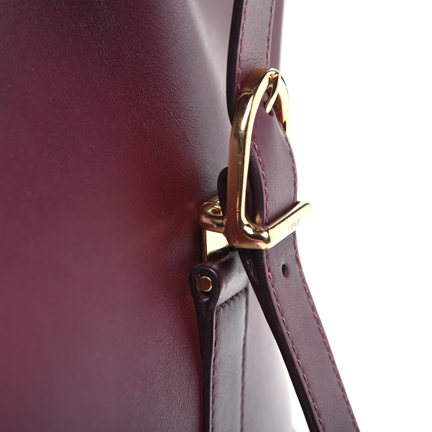 Celine Smooth Calfskin Buckle Bucket Bag Burgundy 15 of 21