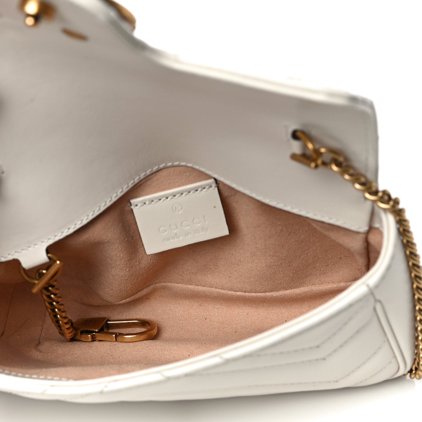 Calfskin Matelasse Super Mini GG Marmont Shoulder Bag White