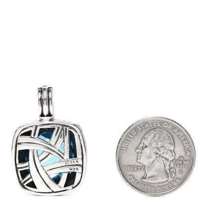 David Yurman Sterling Silver Diamond Blue Topaz 17mm Moonlight Ice Albion Enhancer Pendant 2 of 4