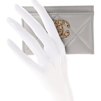 Chanel Lambskin Quilted Chanel 19 Card Holder Light Grey 2 of 8