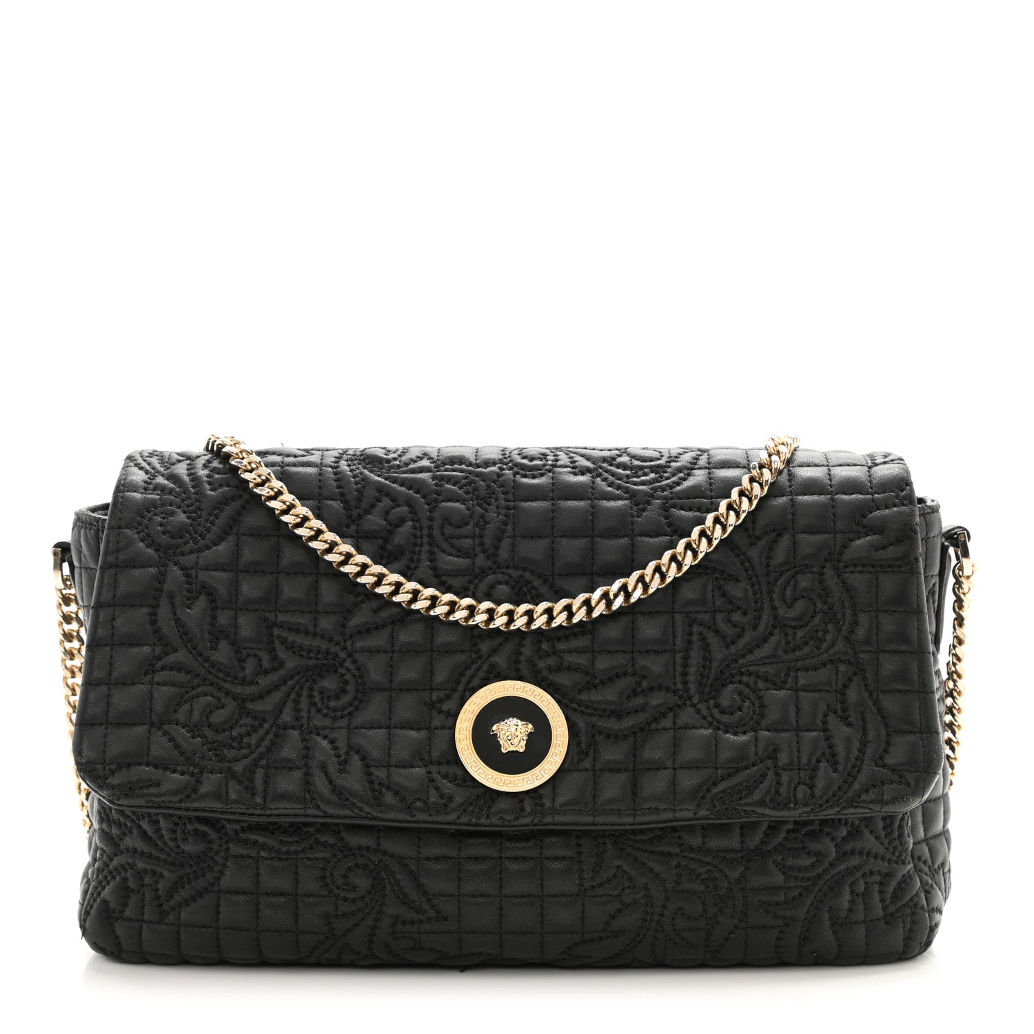 Versace Nappa Barocco Quilted Vanitas Crossbody Black 1 of 12