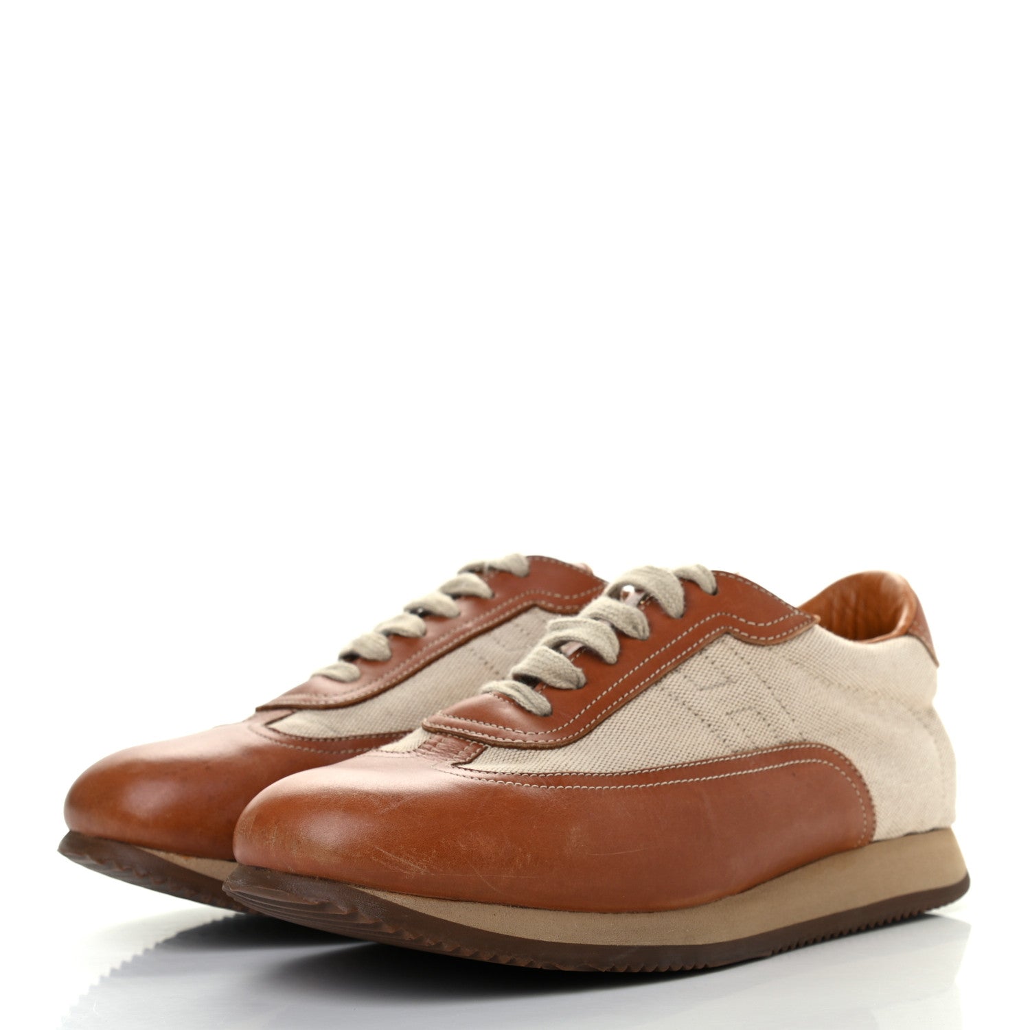 Hermes Calfskin Toile Womens Quick Sneakers 42.5 Gold 3 of 9