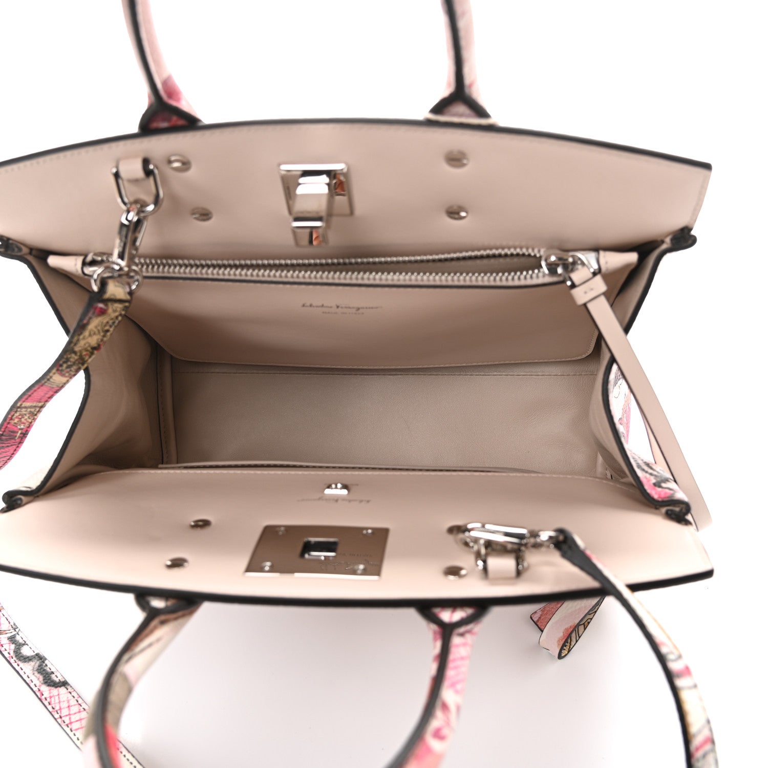 Salvatore Ferragamo Calfskin Floral Print The Studio Bag White Multicolor 5 of 9