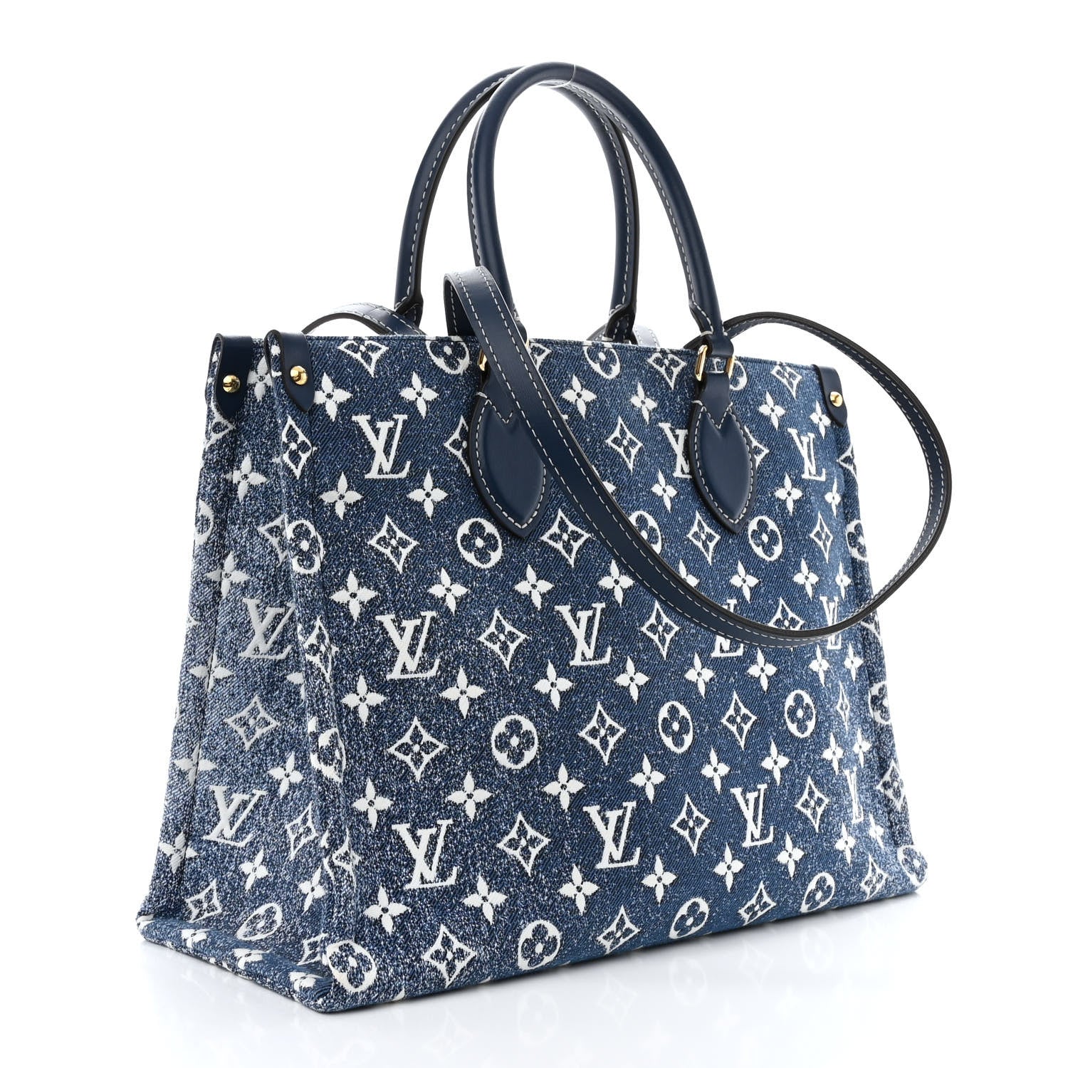 Louis Vuitton Monogram Jacquard Denim Onthego MM Bleu 3 of 9
