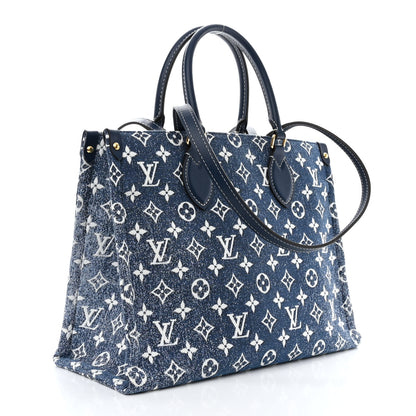 Louis Vuitton Monogram Jacquard Denim Onthego MM Bleu 3 of 9