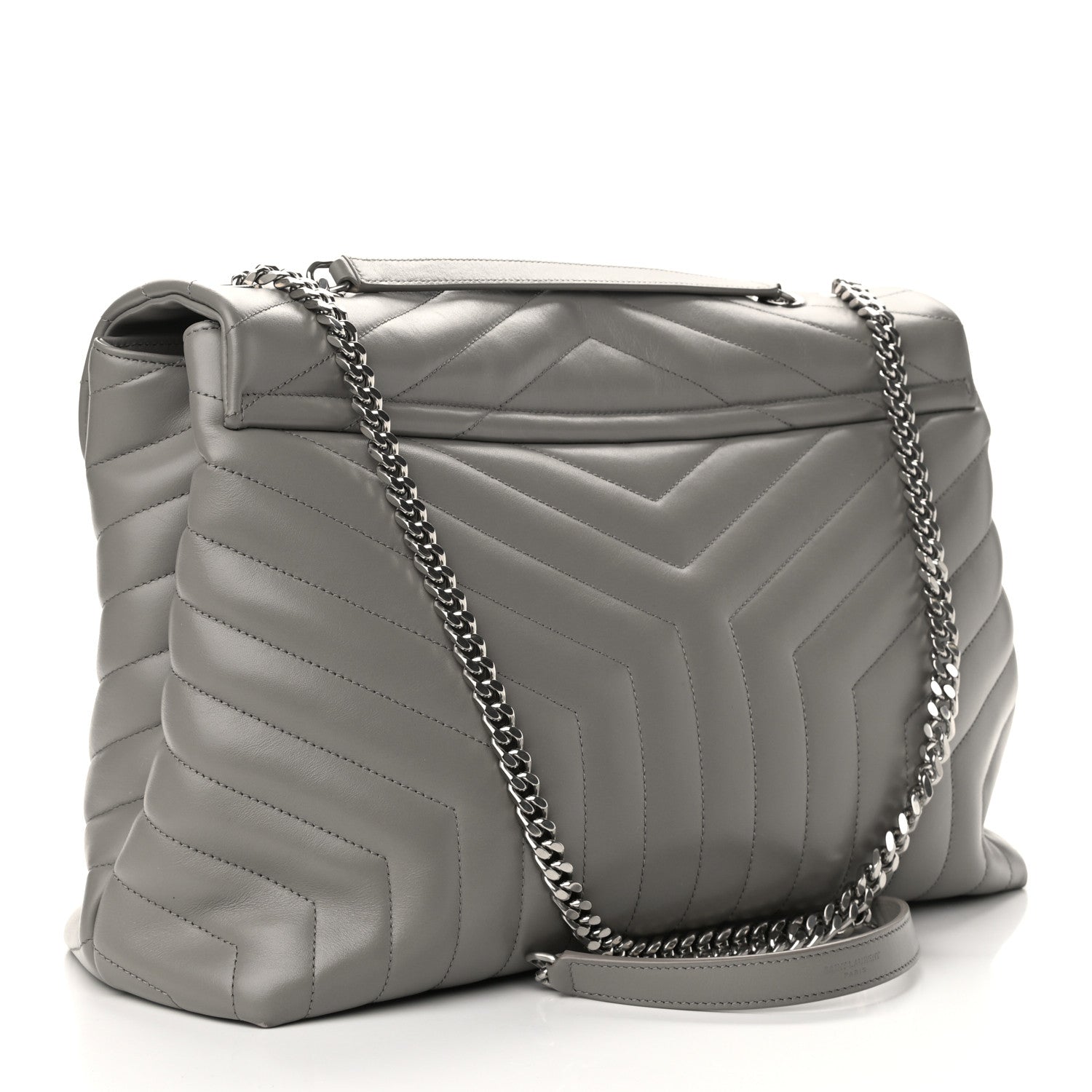 Saint Laurent Calfskin Y Quilted Monogram Large Loulou Chain Satchel Earth 3 of 9