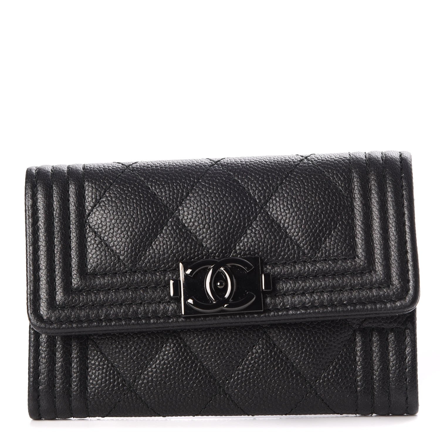 Chanel Caviar Quilted Boy Flap Card Holder So Black 1 of 9