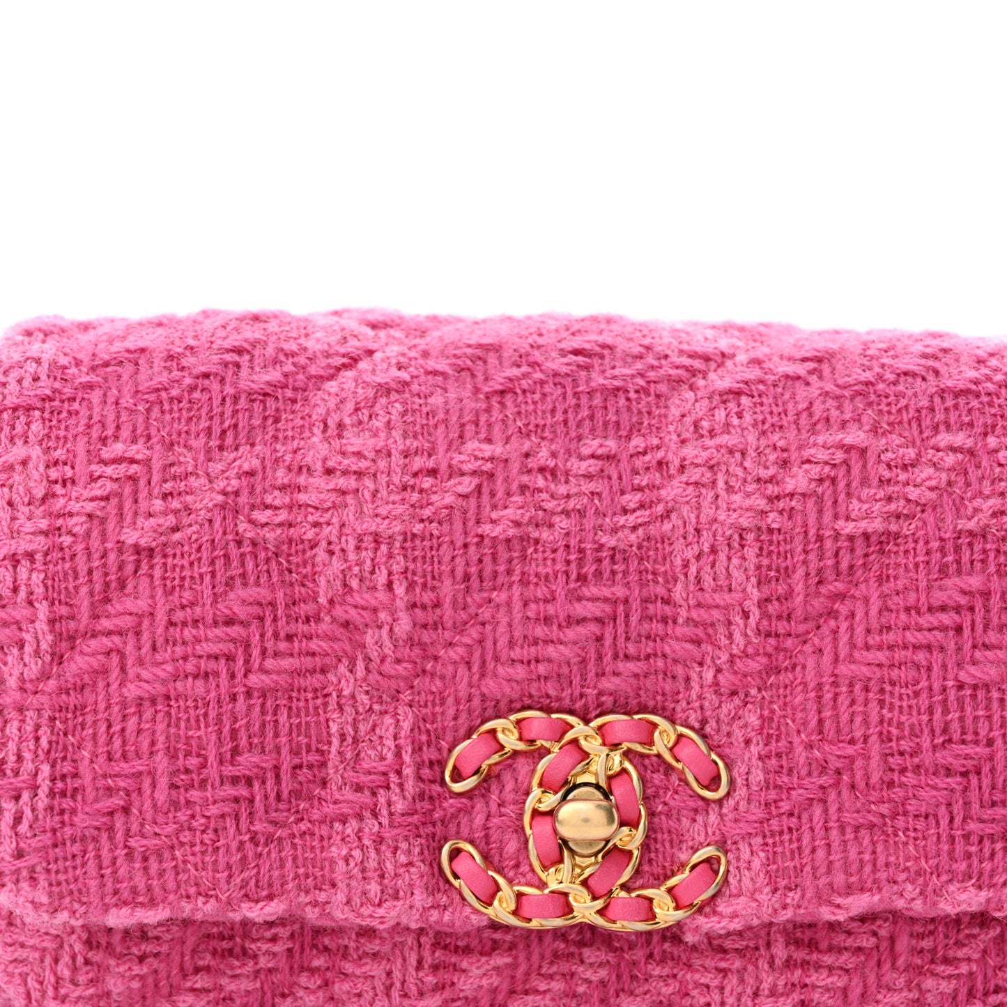 Tweed Quilted Chanel 19 Waist Bag Pink