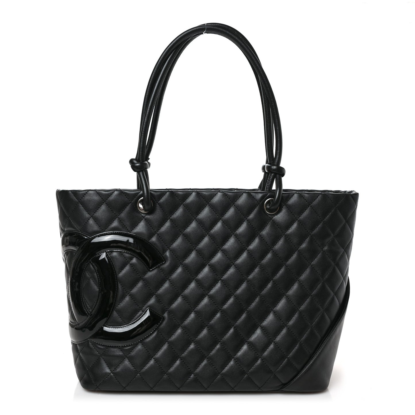 Calfskin Quilted Large Cambon Tote Black