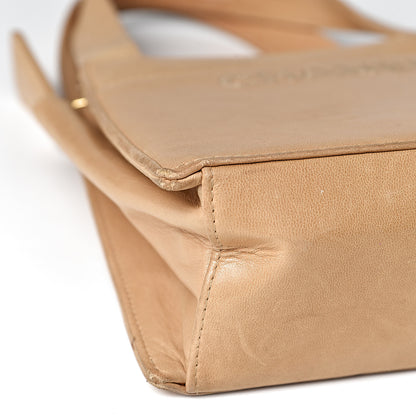 Chanel Lambskin Stitched Logo Tote Beige 9 of 16