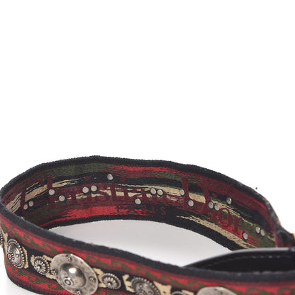 Christian Dior Canvas Embroidered Studded Bohemian Shoulder Strap Red 3 of 5